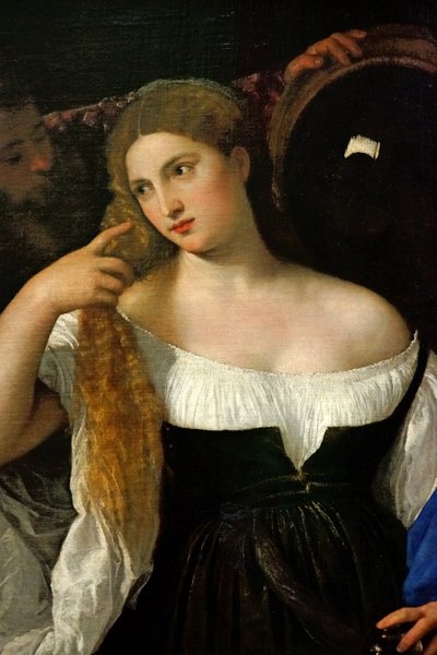Woman with Mirror by Tiziano Vecelli